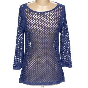 Tribal open knit crochet sweater size L